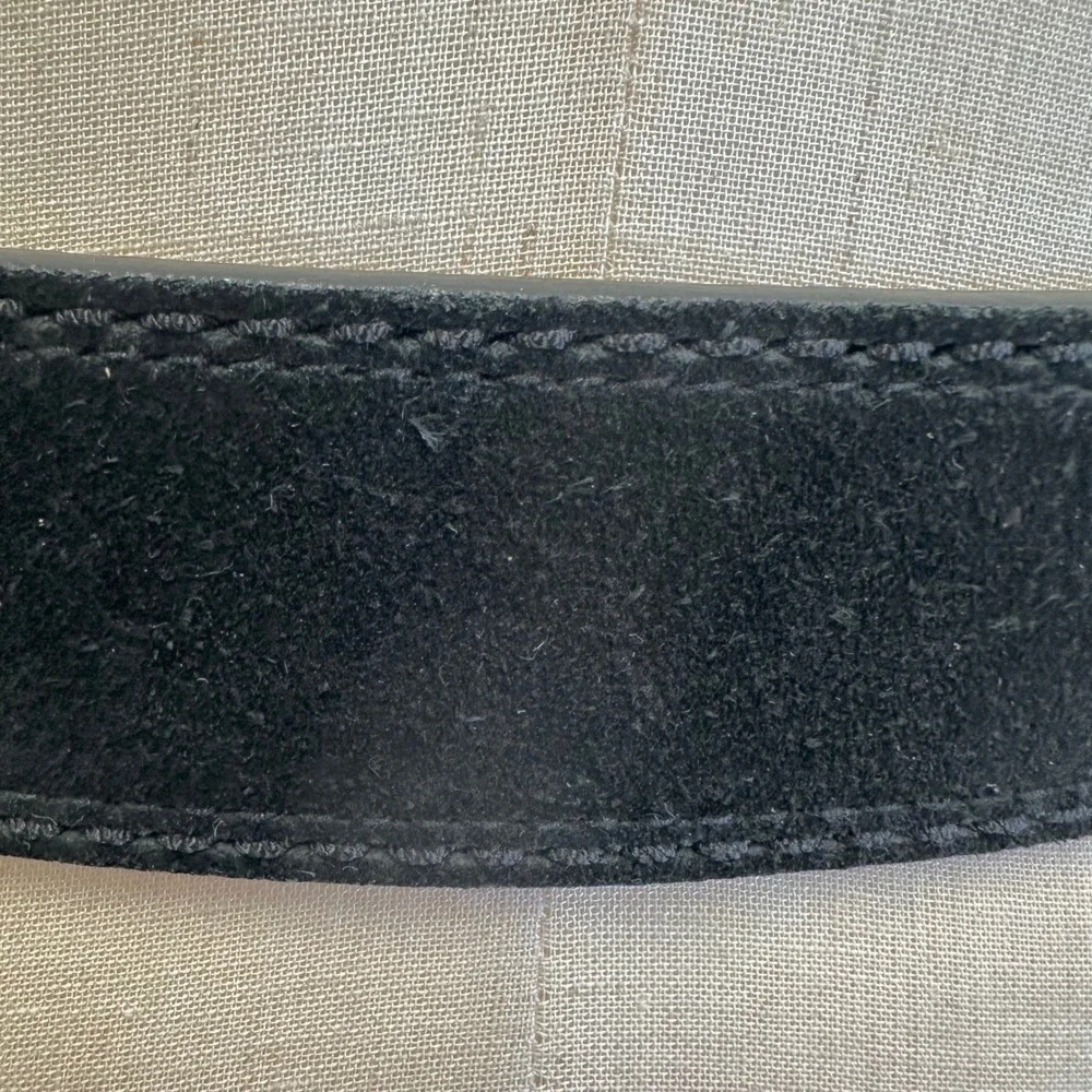 Lauren‎ Ralph Lauren Black Suede Leather Belt Gold Oval Buckle Large 9101572-001